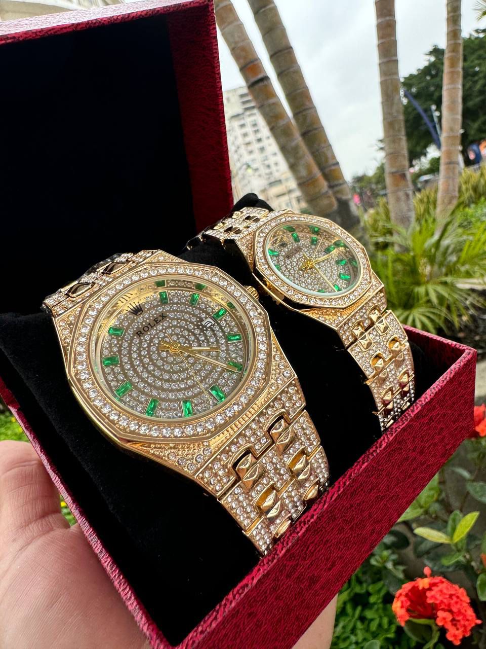 SET ROLEX  PAREJA DIAMANTADO 💎